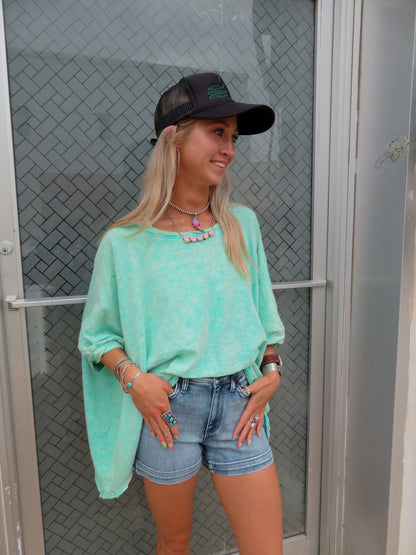 Green Mineral Washed Oversized Tee