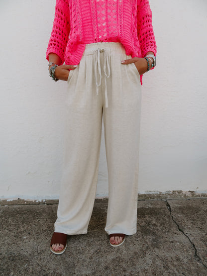 Oatmeal High Waisted Wide Leg Pant