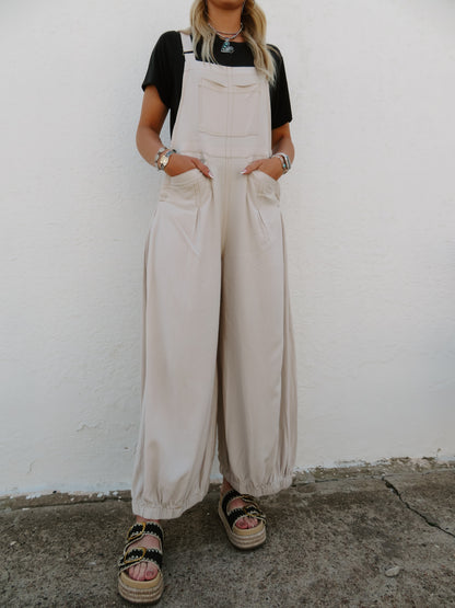 Oatmeal WideLeg Overalls