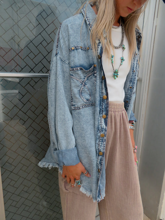 Denim Washed Western Shirt