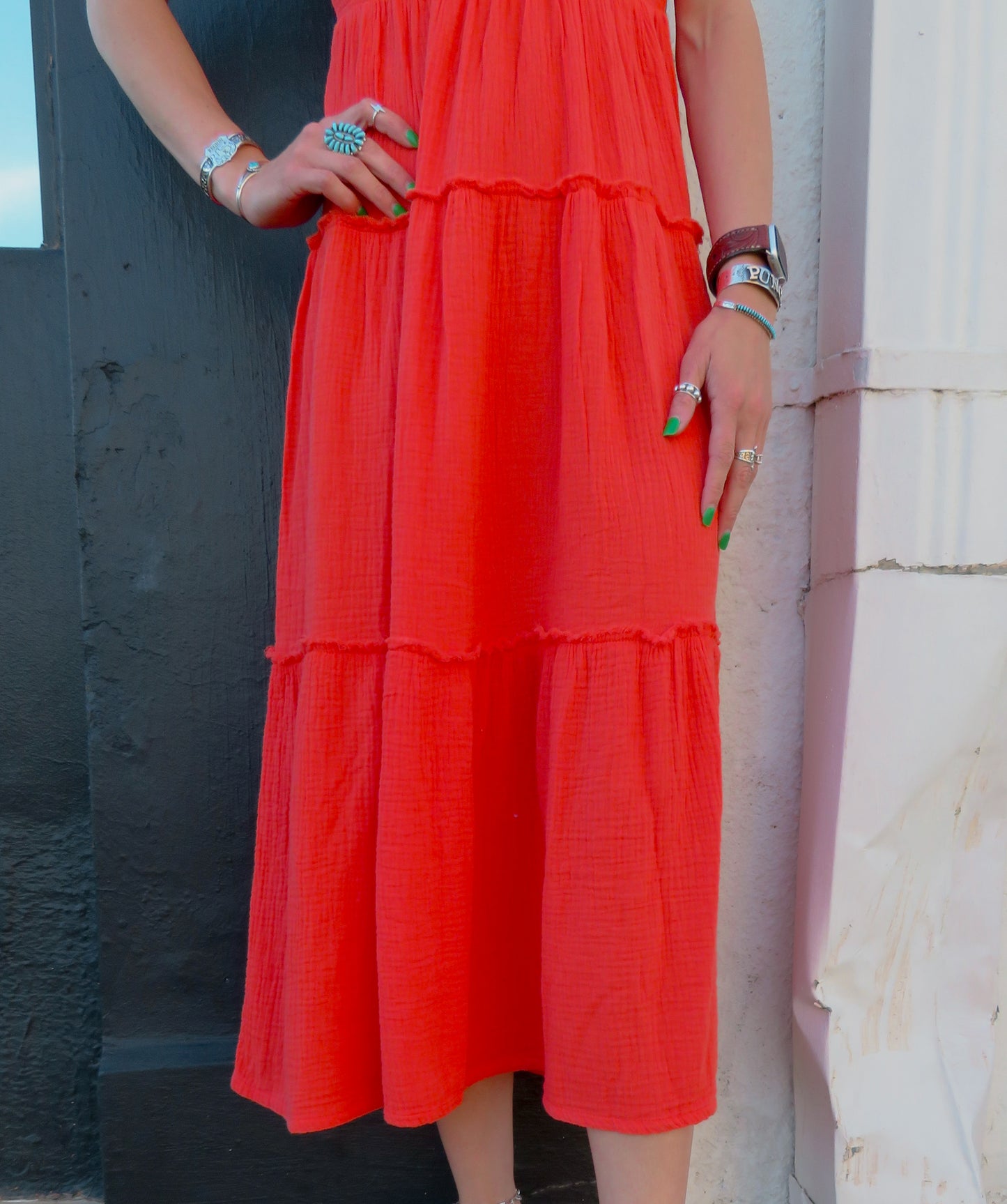 Red Orange Maxi Dress