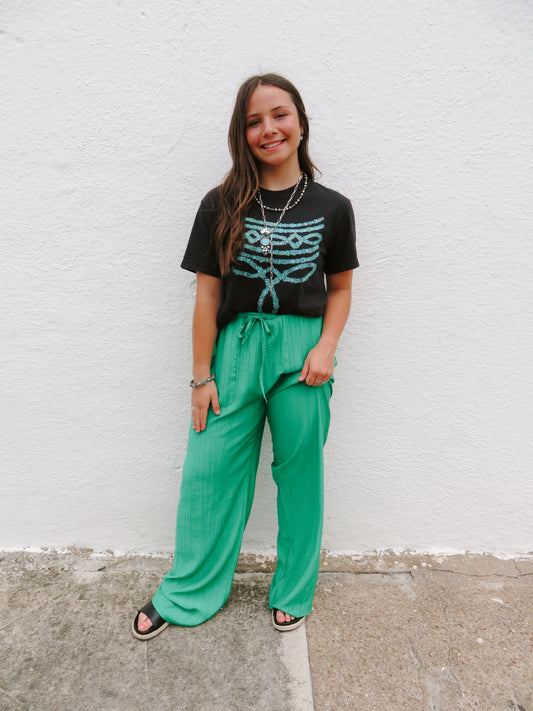 Kelly Green Wide Leg Pant