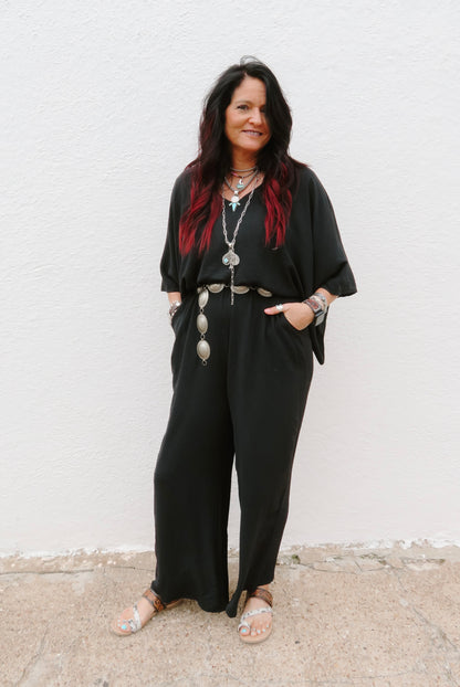 Black Wide Sleeve Jumpsuit