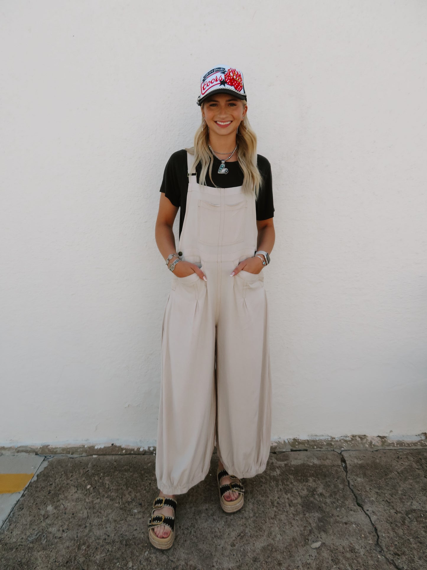 Oatmeal WideLeg Overalls